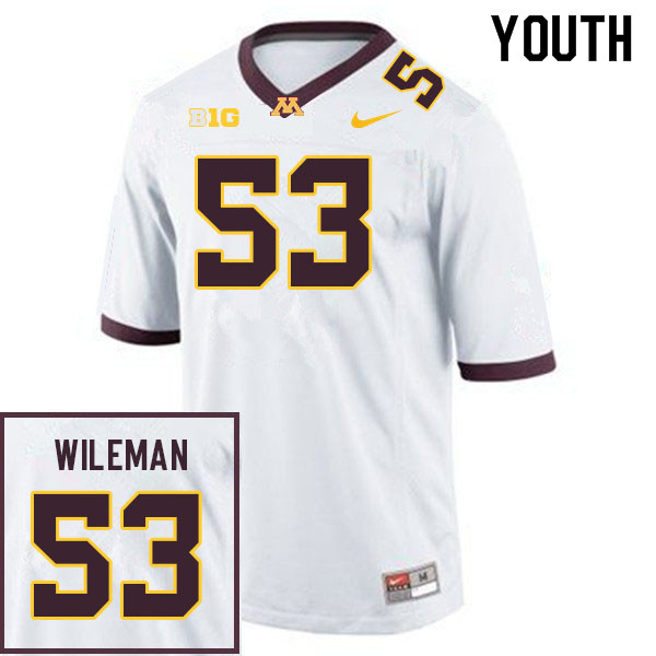 Youth #53 Ben Wileman Minnesota Golden Gophers College Football Jerseys Sale-White - Click Image to Close